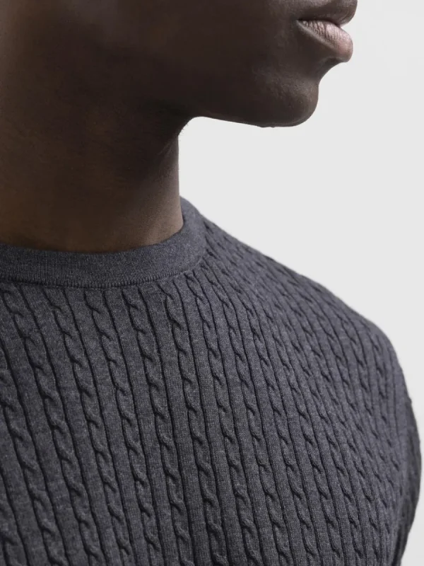 SELECTED FLÄTSTICKNING TRÖJA Grey Best Sale