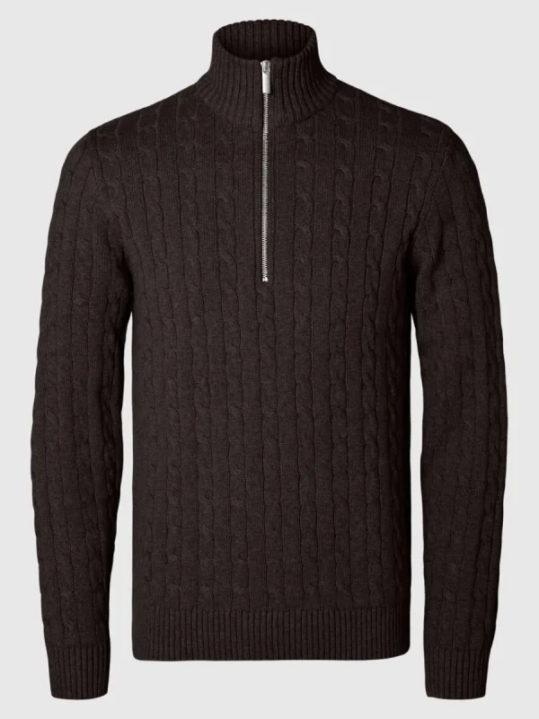 SELECTED FLÄTSTICKNING TRÖJA Brown Fashion