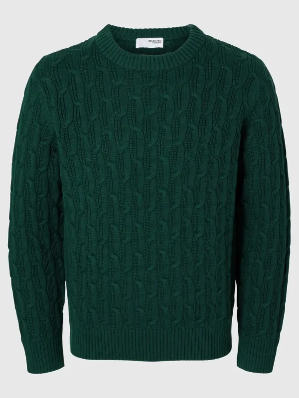 SELECTED FLÄTSTICKNING TRÖJA Green Cheap