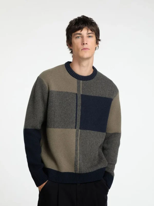 SELECTED FÄRGBLOCKERAD RUNDRINGAD TRÖJA Blue Cheap