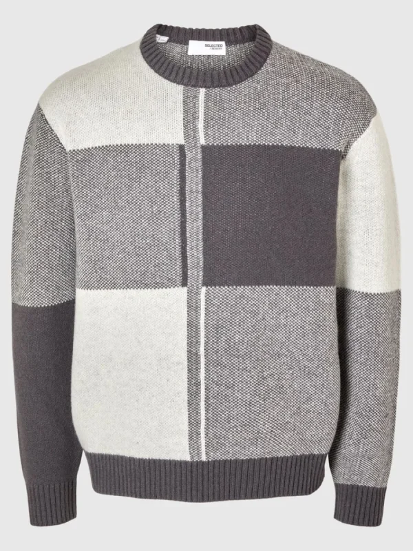 SELECTED FÄRGBLOCKERAD RUNDRINGAD TRÖJA Grey Fashion