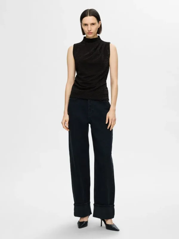 SELECTED GLITTER ÄRMLÖS TOPP Black Best Sale