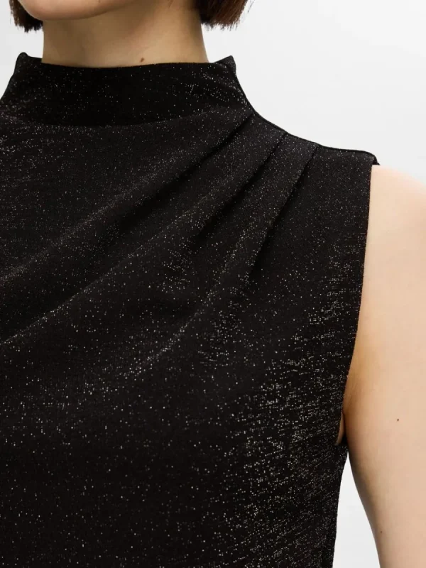 SELECTED GLITTER ÄRMLÖS TOPP Black Best Sale