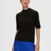 SELECTED GLITTER STICKAD TOPP Black New
