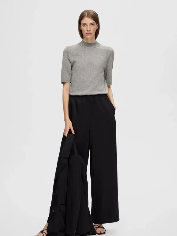 SELECTED GLITTER STICKAD TOPP Grey Best Sale