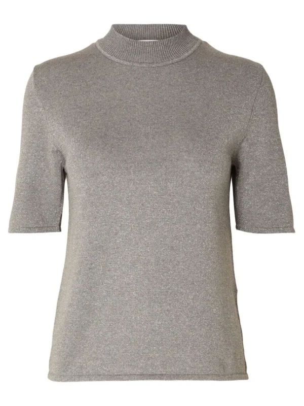 SELECTED GLITTER STICKAD TOPP Grey Best Sale