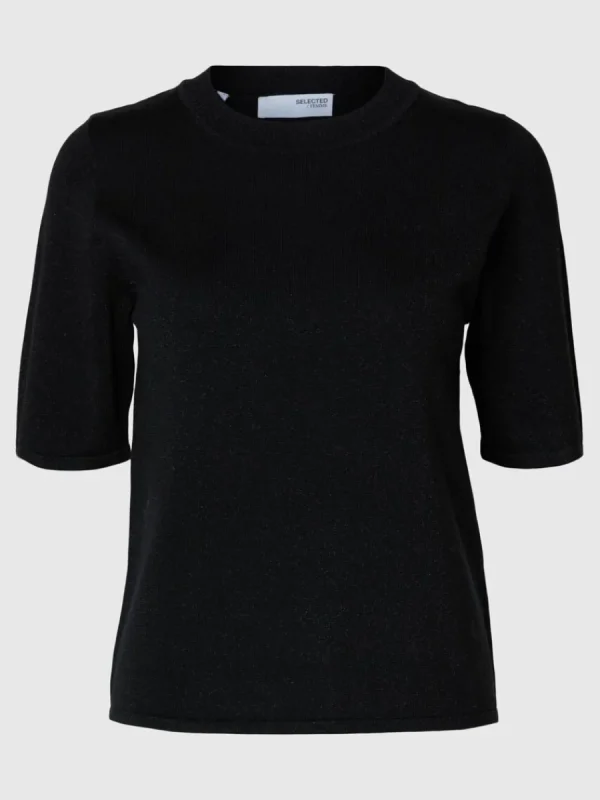 SELECTED GLITTER STICKAD TOPP Black Fashion