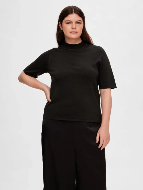 SELECTED GLITTER STICKAD TOPP Black New