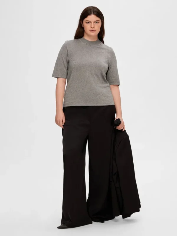 SELECTED GLITTER STICKAD TOPP Grey Best Sale