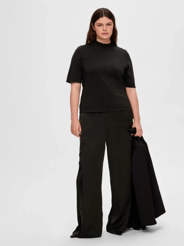 SELECTED GLITTER STICKAD TOPP Black New