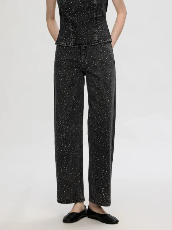 SELECTED GLITTERSTENAR VIDA JEANS Black Fashion
