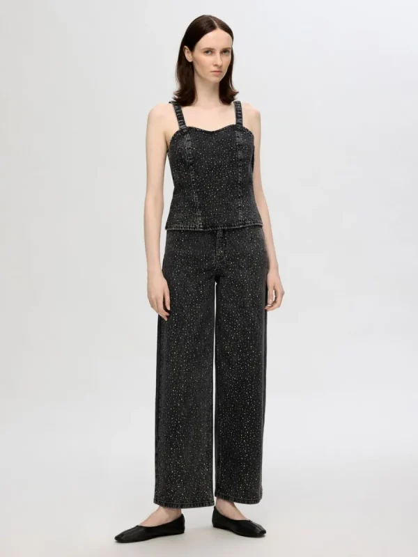 SELECTED GLITTERSTENAR VIDA JEANS Black Fashion