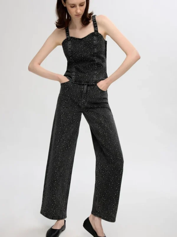 SELECTED GLITTERSTENAR VIDA JEANS Black Fashion