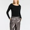 SELECTED GLITTRIGT LÅNGÄRMAD TOPP Black Outlet