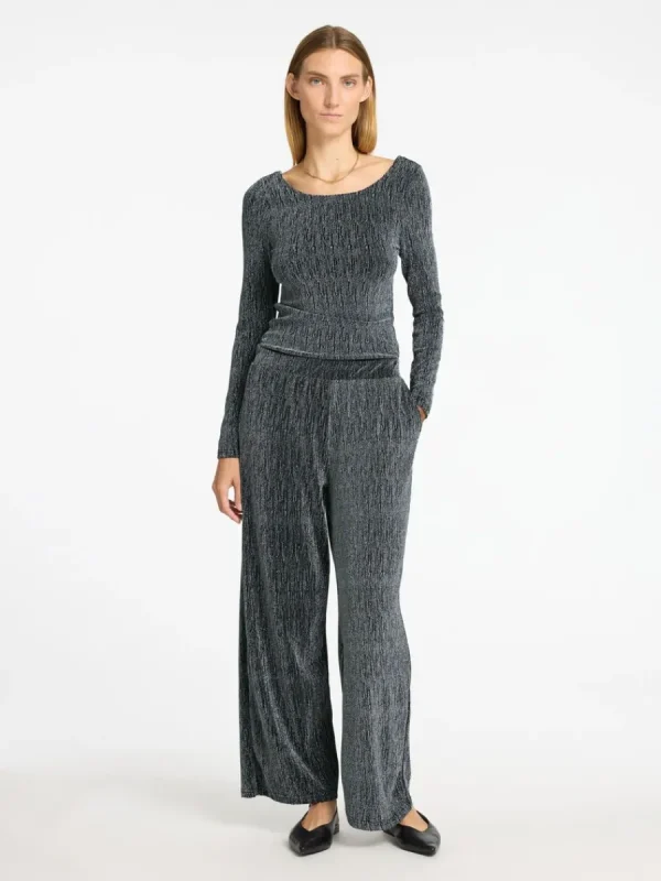 SELECTED GLITTRIGT LÅNGÄRMAD TOPP Black Fashion