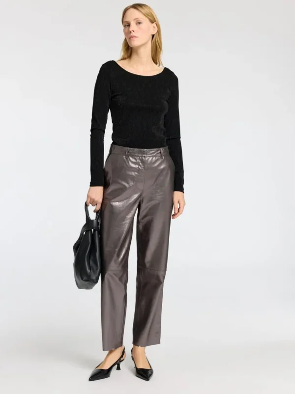 SELECTED GLITTRIGT LÅNGÄRMAD TOPP Black Outlet