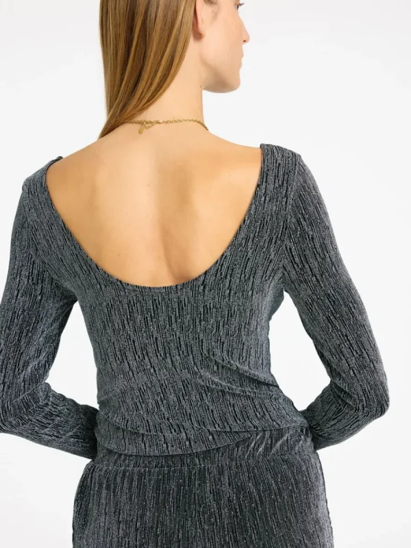 SELECTED GLITTRIGT LÅNGÄRMAD TOPP Black Fashion