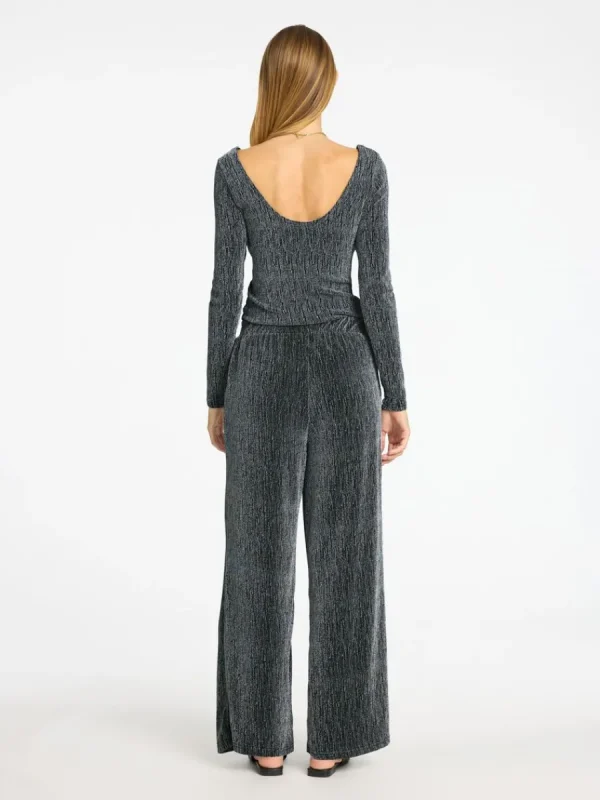 SELECTED GLITTRIGT LÅNGÄRMAD TOPP Black Fashion