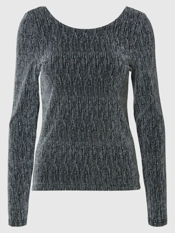 SELECTED GLITTRIGT LÅNGÄRMAD TOPP Black Fashion