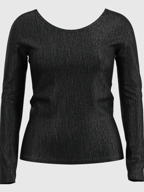 SELECTED GLITTRIGT LÅNGÄRMAD TOPP Black Outlet