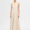 SELECTED HALTERNECK MAXIKLÄNNING Beige Sale