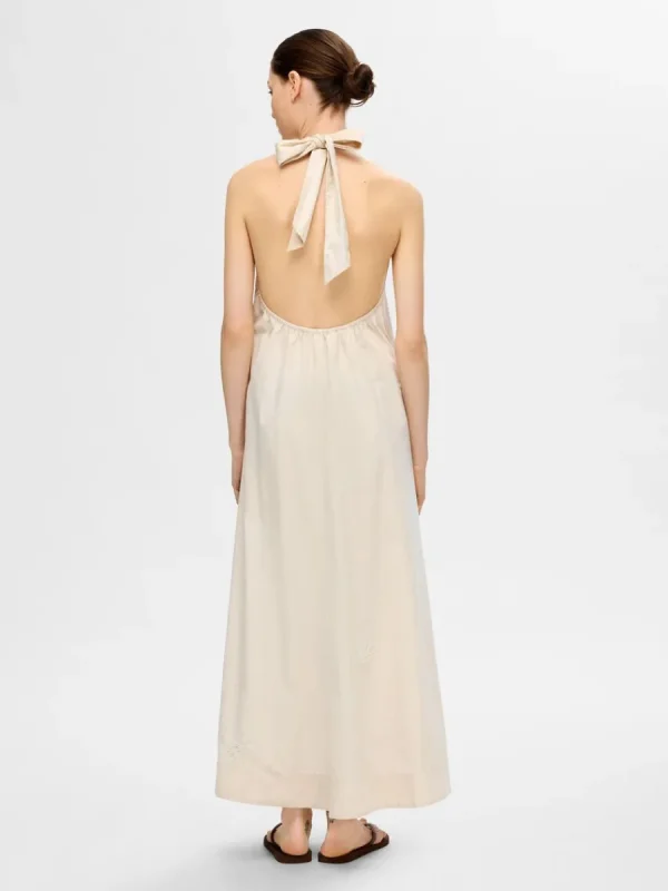 SELECTED HALTERNECK MAXIKLÄNNING Beige Sale
