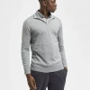 SELECTED HALVLÅNGT BLIXTLÅS STICKAD TRÖJA Grey New