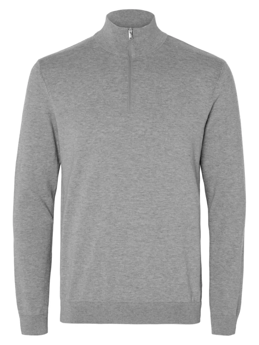 halvlngt_blixtls_stickad__4-4.webp SELECTED HALVLÅNGT BLIXTLÅS STICKAD TRÖJA Grey New