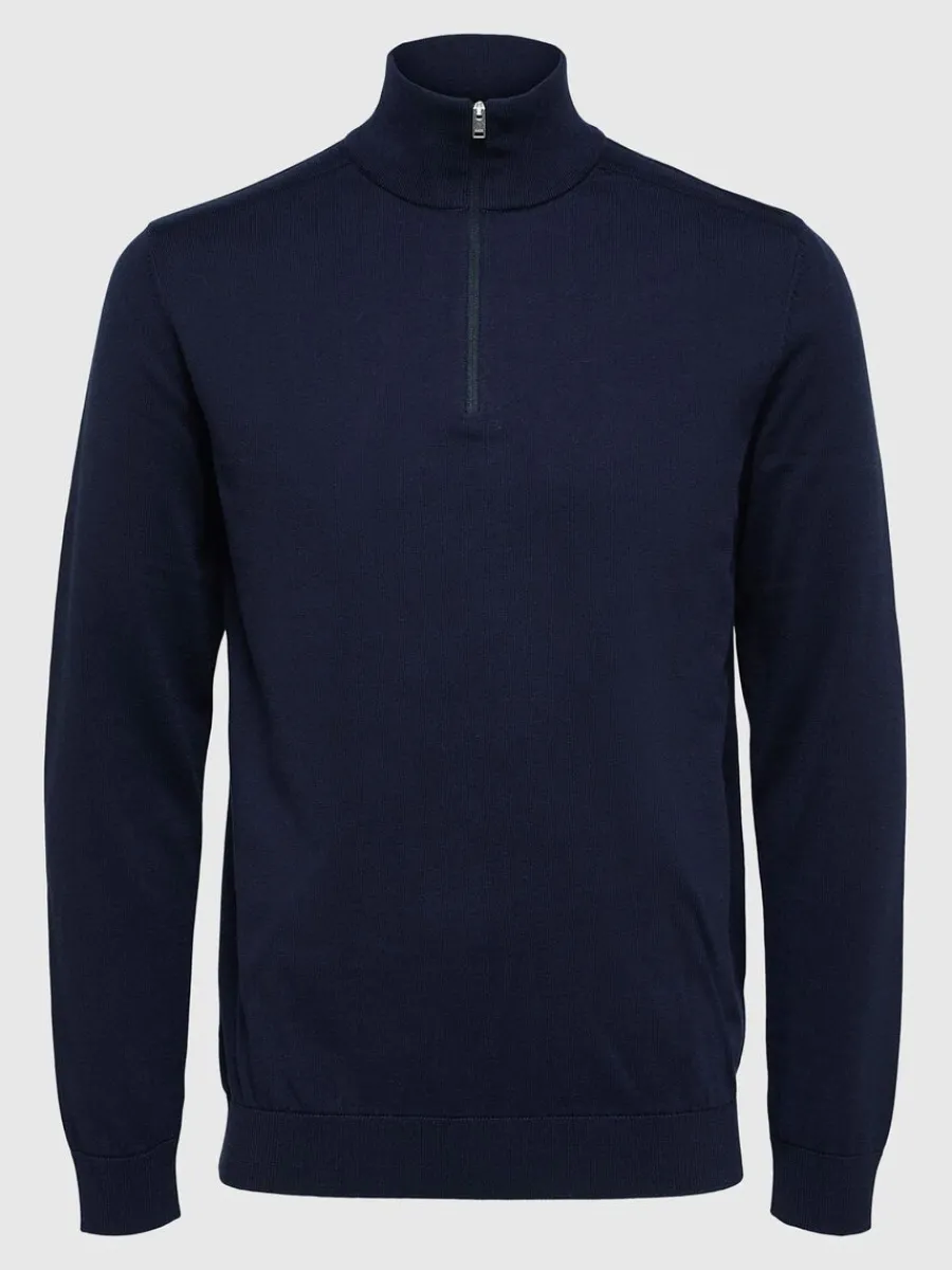 halvlngt_blixtls_stickad__4-5.webp SELECTED HALVLÅNGT BLIXTLÅS STICKAD TRÖJA Blue Discount