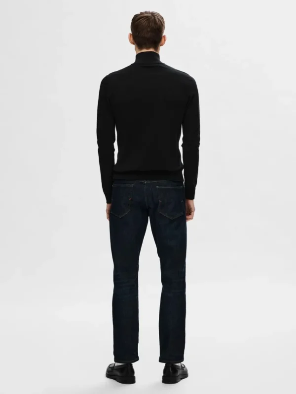 SELECTED HALVLÅNGT BLIXTLÅS STICKAD TRÖJA Black Cheap