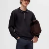 SELECTED HALVLÅNGT BLIXTLÅS SWEATSHIRT Black Flash Sale