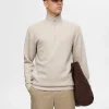 SELECTED HALVLÅNGT BLIXTLÅS SWEATSHIRT Beige Online