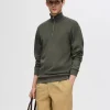 SELECTED HALVLÅNGT BLIXTLÅS SWEATSHIRT Green Shop