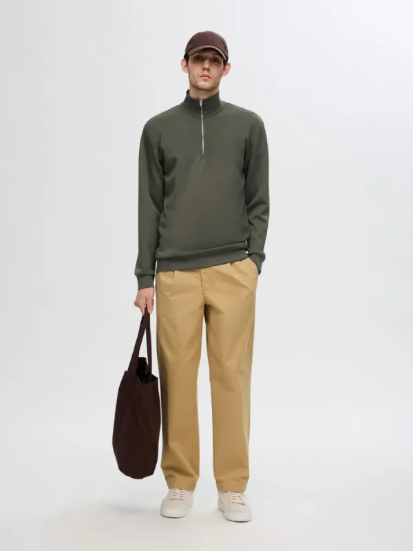 SELECTED HALVLÅNGT BLIXTLÅS SWEATSHIRT Green Shop