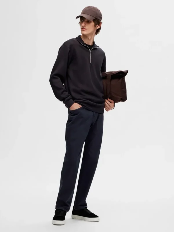 SELECTED HALVLÅNGT BLIXTLÅS SWEATSHIRT Black Flash Sale
