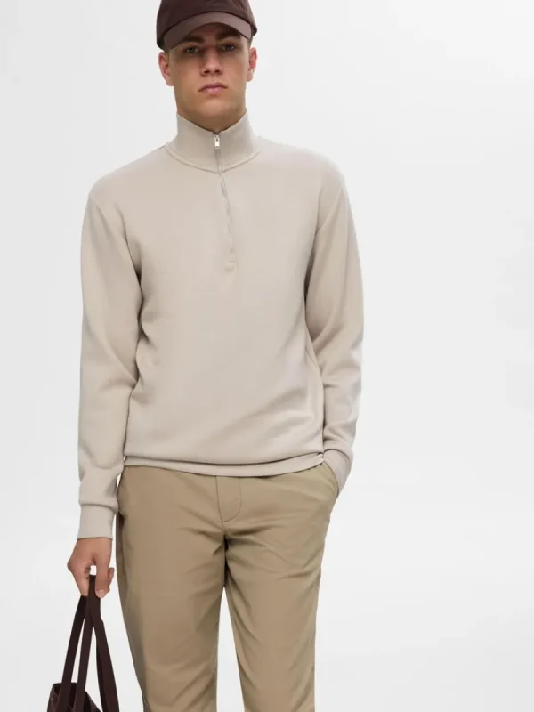 SELECTED HALVLÅNGT BLIXTLÅS SWEATSHIRT Beige Online
