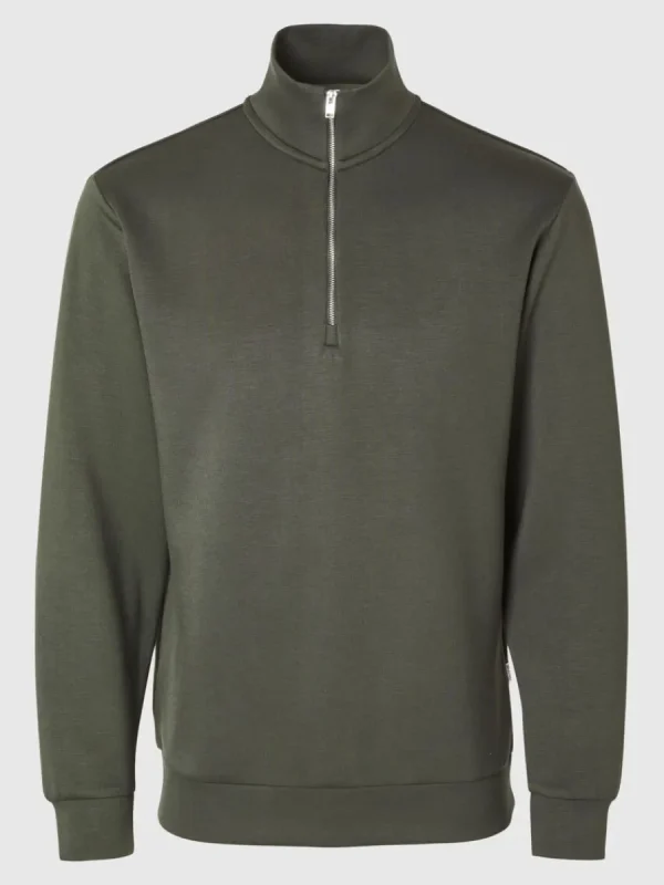 SELECTED HALVLÅNGT BLIXTLÅS SWEATSHIRT Green Shop