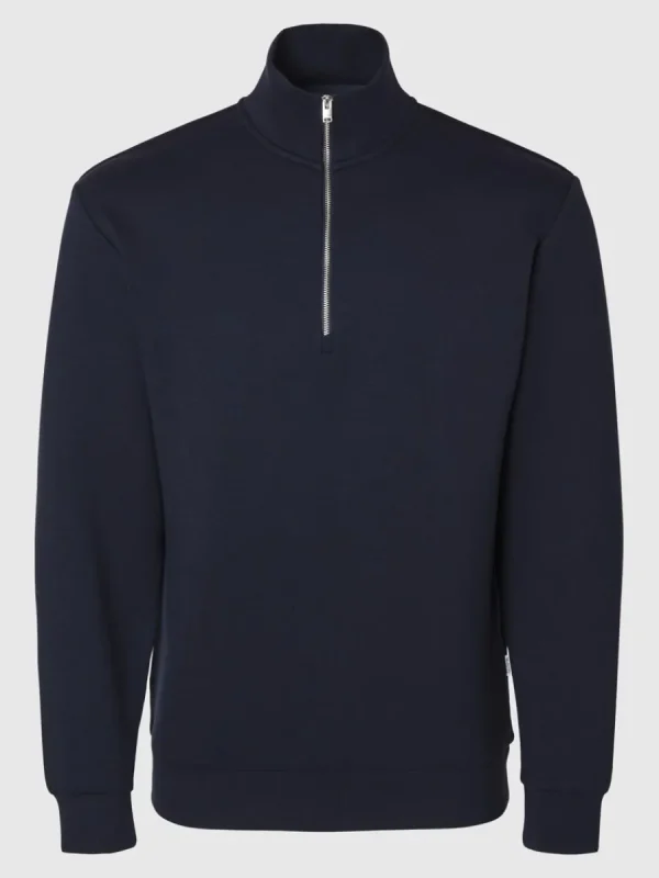 SELECTED HALVLÅNGT BLIXTLÅS SWEATSHIRT Blue Clearance