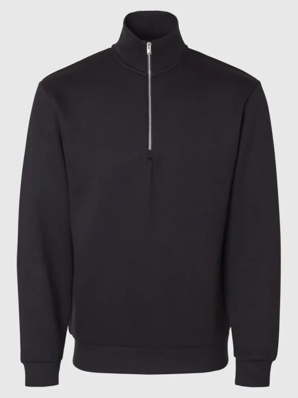 SELECTED HALVLÅNGT BLIXTLÅS SWEATSHIRT Black Flash Sale