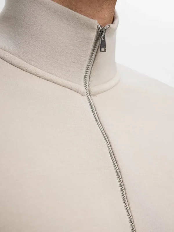 SELECTED HALVLÅNGT BLIXTLÅS SWEATSHIRT Beige Online