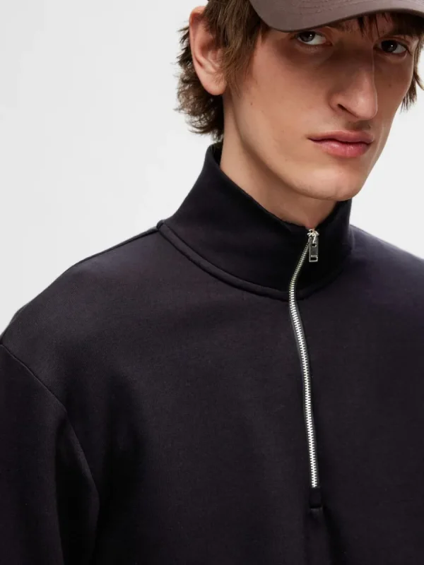 SELECTED HALVLÅNGT BLIXTLÅS SWEATSHIRT Black Flash Sale