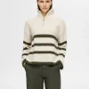SELECTED HALVLÅNGT BLIXTLÅS TRÖJA Beige Outlet