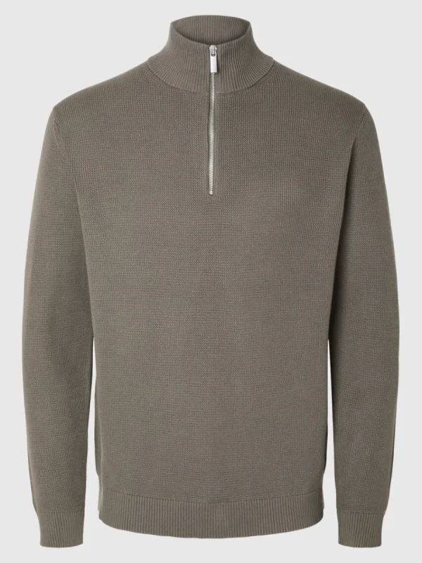 SELECTED HALVLÅNGT BLIXTLÅS TRÖJA Brown New