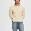 SELECTED HALVLÅNGT BLIXTLÅS TRÖJA Beige Cheap