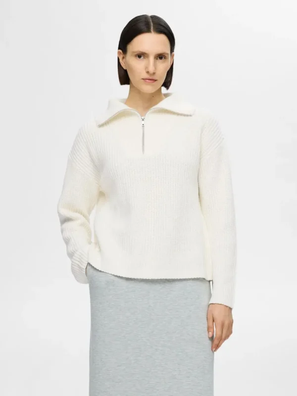 SELECTED HALVLÅNGT BLIXTLÅS TRÖJA White Cheap