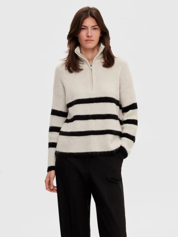 SELECTED HALVLÅNGT BLIXTLÅS TRÖJA Beige Store