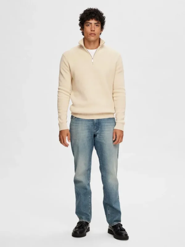 SELECTED HALVLÅNGT BLIXTLÅS TRÖJA Beige Cheap