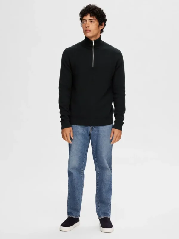 SELECTED HALVLÅNGT BLIXTLÅS TRÖJA Black Store