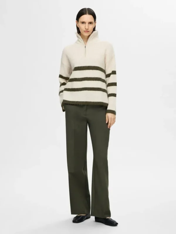 SELECTED HALVLÅNGT BLIXTLÅS TRÖJA Beige Outlet