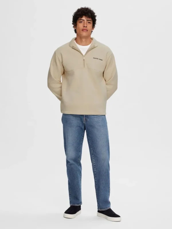 SELECTED HALVLÅNGT BLIXTLÅS TRÖJA Beige Shop
